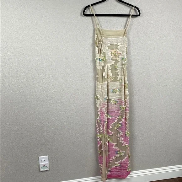 NWT La Fuori Whispering Blooms Ombre Embellished Sequin Tulle Gown Maxi Dress S - Picture 8 of 17